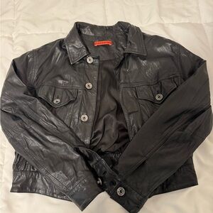 Alice + Olivia Charcoal Leather Jacket